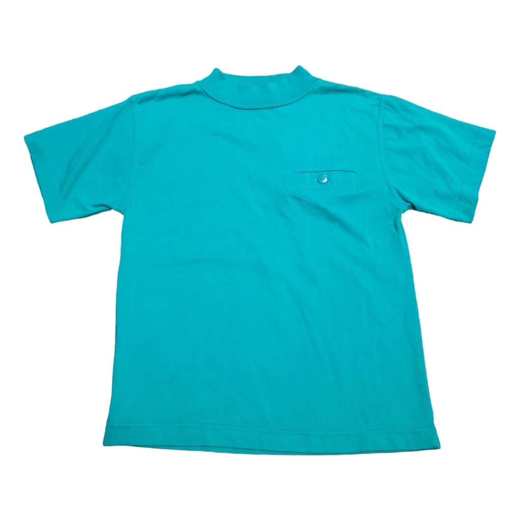 Vintage 1990s Carbon Copies turquoise teal green short sleeved shirt